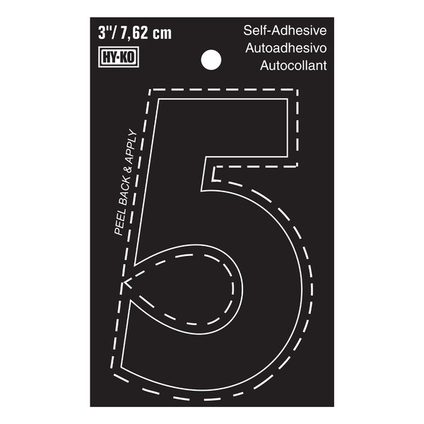 Hy-Ko 3In Black Vinyl Number 5, 10PK - A30405