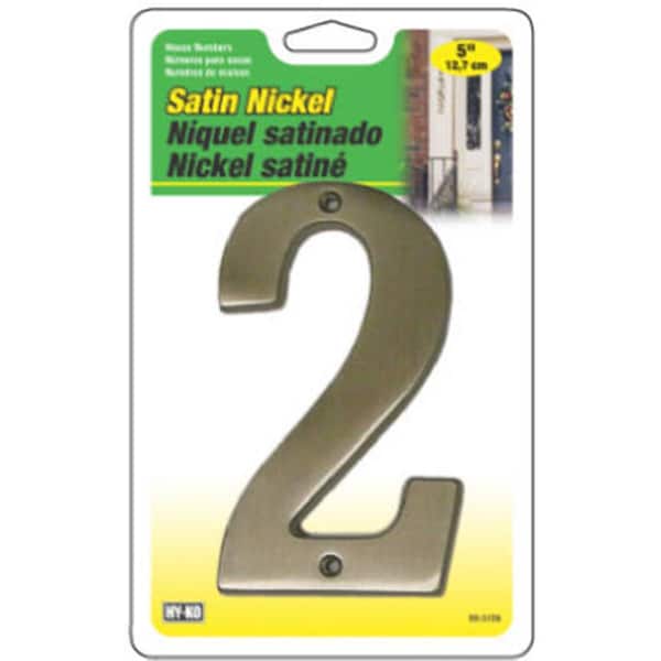 Hy-Ko BR-51SN-2 5 in. Satin Nickel Prestige Series House Number 2 - 746113