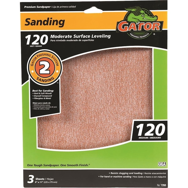 Homewardbound Premium Step-2 Sanding Sheet - 11 x 9 in. - 120 Grit - HO3669486