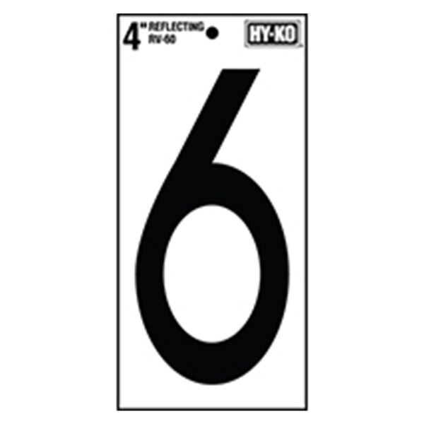Hy-Ko 4In Reflective Number 6, 10PK - B00572