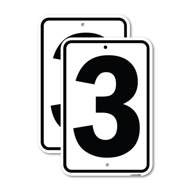 Signmission Sign with Number 3, 18'' X 24'' 2 Signs, Heavy Gauge Aluminum, 2PK - A-1824-2PACK-22896