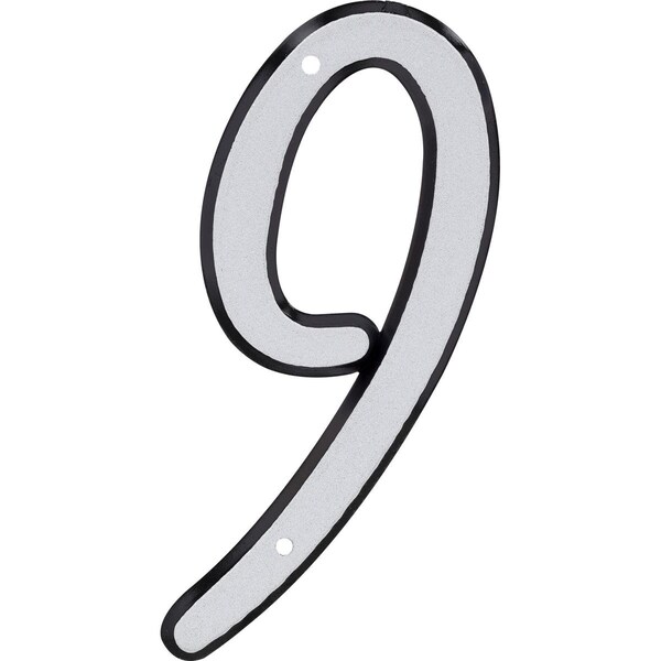 Ornatus Outdoors 4 in. Nail-On Reflective Plastic House Number - 9 - OR2979438