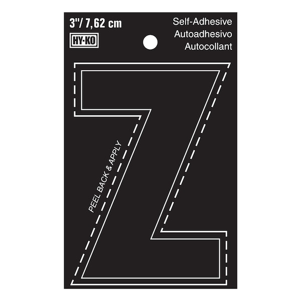Hy-Ko 3In Black Vinyl Letter Z, 10PK - A30436