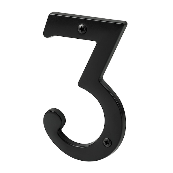 Pamex 4in Heavy Duty House Number # 3 Matte Black Finish - DD074S3BL