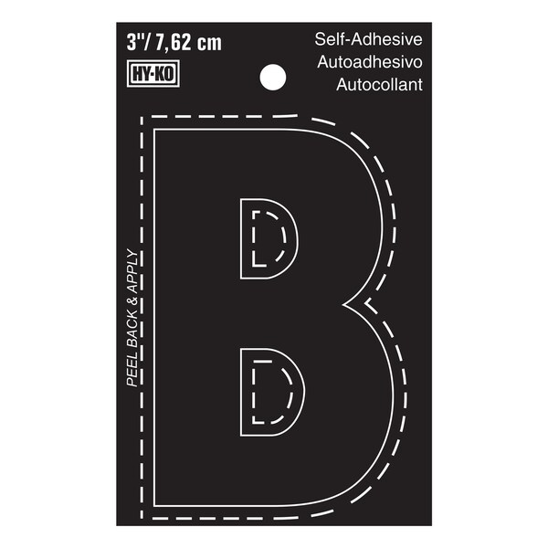 Hy-Ko 3In Black Vinyl Letter B, 10PK - A30412