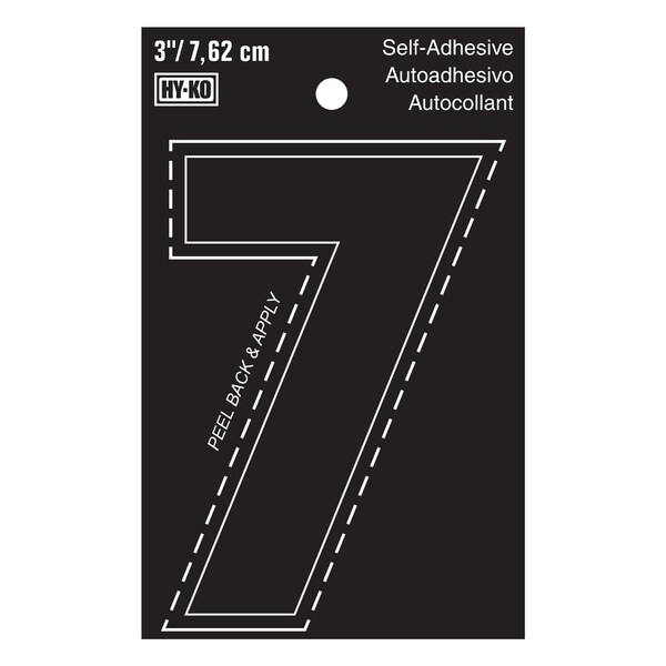 Hy-Ko 3In Black Vinyl Number 7, 10PK - A30407