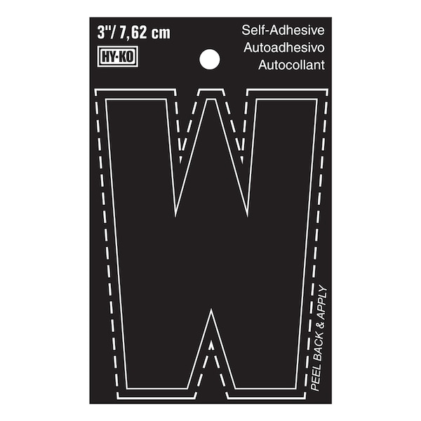 Hy-Ko 3In Black Vinyl Letter W, 10PK - A30433