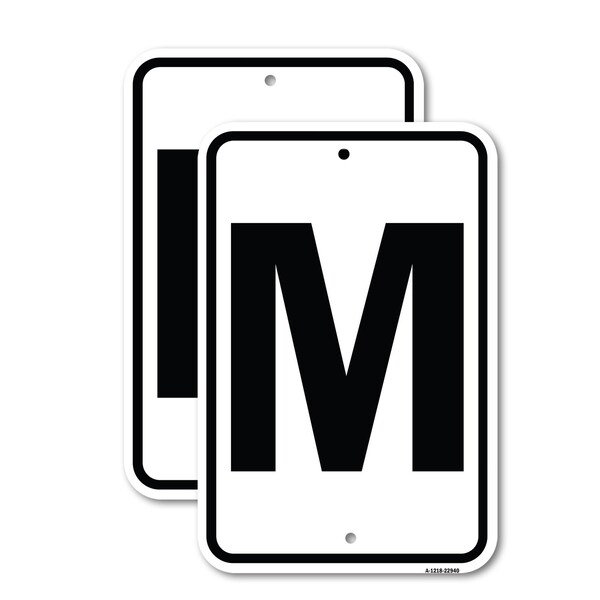 Signmission Sign with Letter M, 18'' X 24'' 2 Signs, Heavy Gauge Aluminum, 2PK - A-1824-2PACK-22940