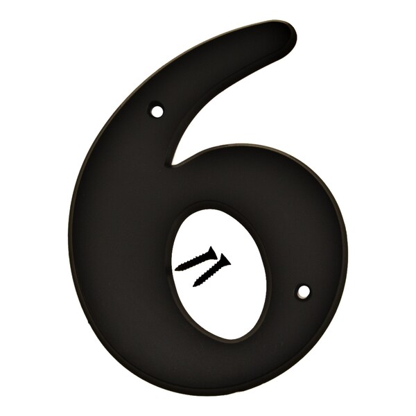 Hy-Ko 6In Black Plastic Number 6, 5PK - A30206