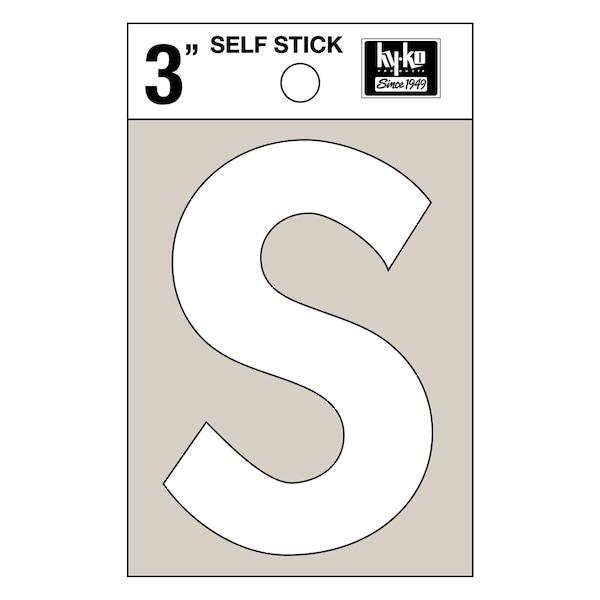 Hy-Ko 3In White Vinyl Letter S, 10PK - A30529
