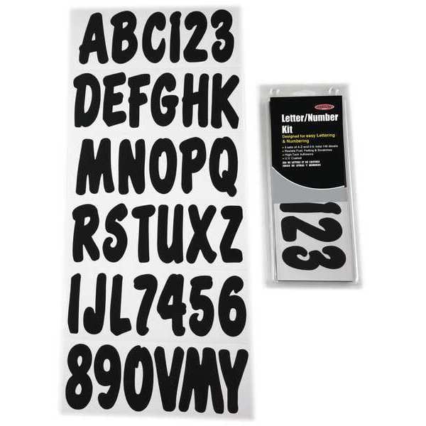 Hardline Products Number and Letter Combo Kit, Black, 3 in.H - GBLK200EC