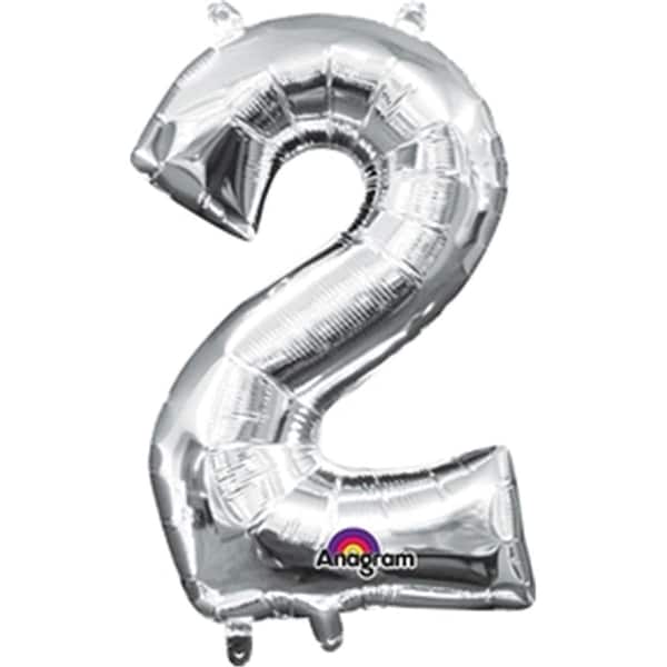Anagram 16 in. Number 2 Silver Shape Air Fill Foil Balloon - 78525