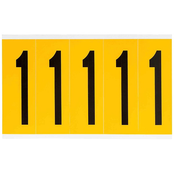 Brady Number Label, 1, 5in.Hx1-3/4in.W, Vinyl - 1560-1