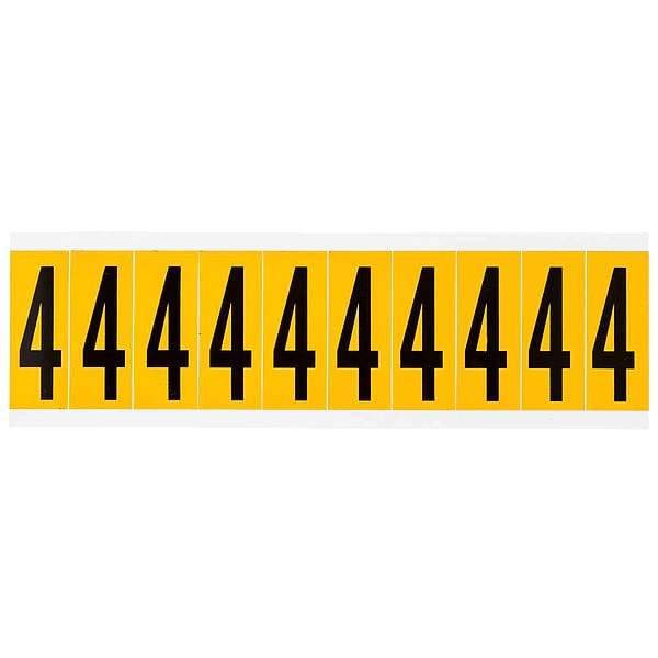 Brady Number Label, 4, 2-1/4in.Hx7/8in.W, Vinyl - 1534-4