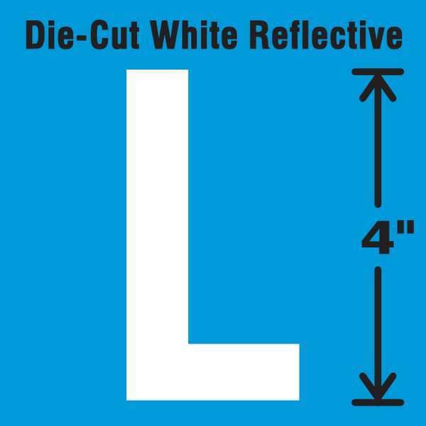 Stranco Die-Cut Refl. Letter Label, L, 4In H, PK5 - DWR-4-L-5
