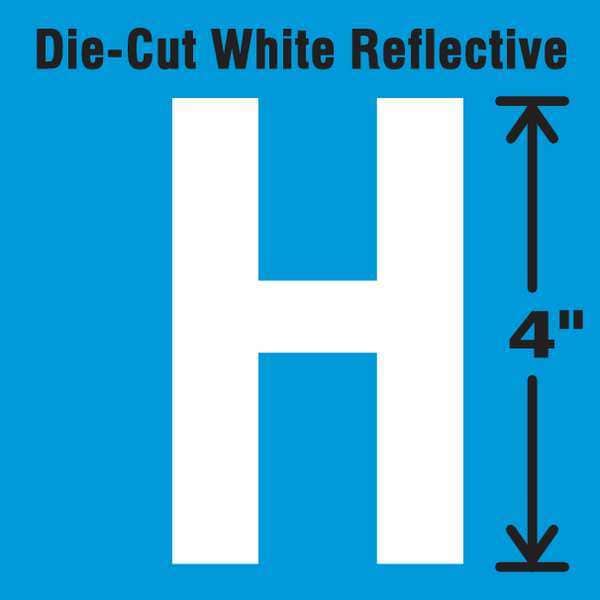 Stranco Die-Cut Refl. Letter Label, H, 4In H, PK5 - DWR-4-H-5