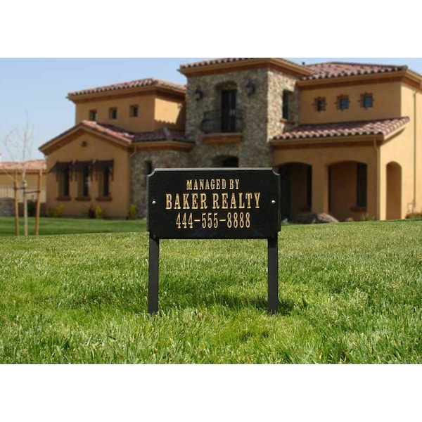 Qualarc 3 in. Black Powder Coated Cast Aluminum Lawn Stakes for Granite Address Plaques - QU435976