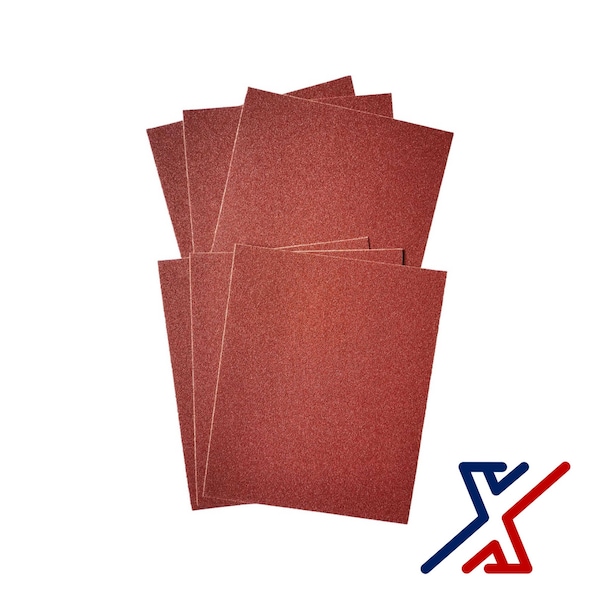 X1 Tools 240 Grit Premium Aluminum Oxide Sandpaper 4-1/2  in x 5-1/2 in. Sheet 12 Sheets by X1 Abrasives - X1E-CON-SAN-AOA-P240-QSX12