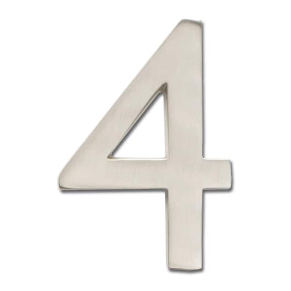 Architectural Mailboxes Brass 5 inch Floating House Number Satin Nickel 4 - 3585SN-4