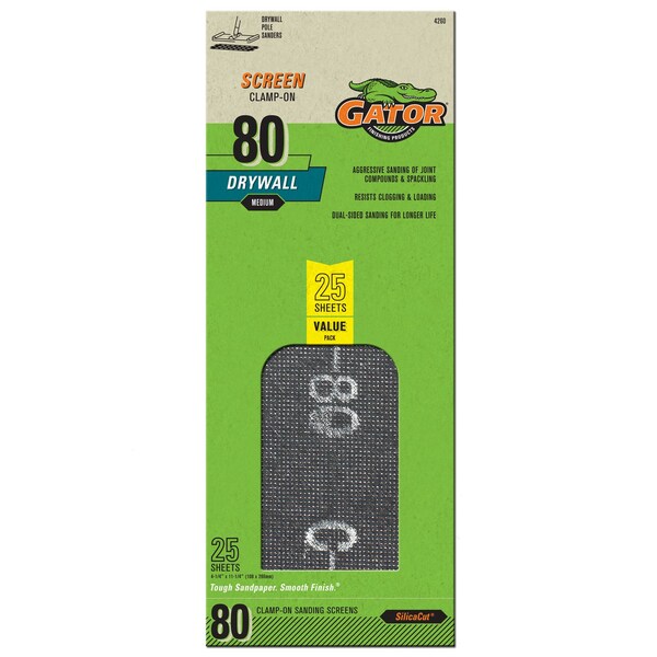 Gator Grit Gator 11 in. L X 4.25 in. W 80 Grit Silicon Carbide Drywall Sanding Screen 1 pk - 3304
