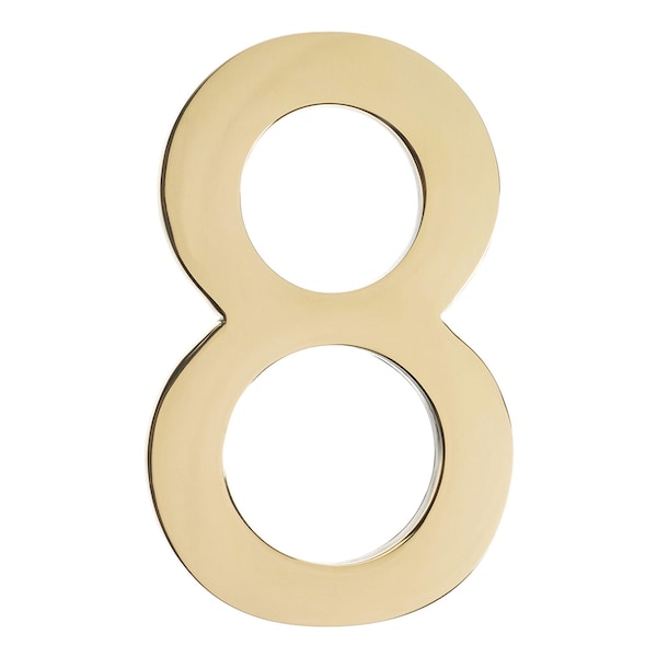 Architectural Mailboxes Brass 4 inch Floating House Number Polished Brass 8 - 3582PB-8