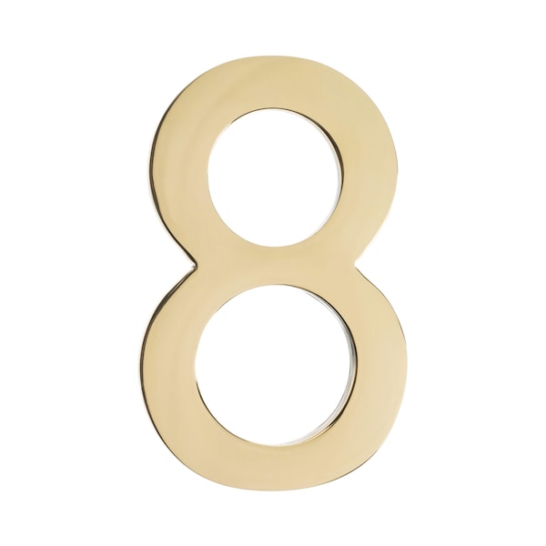 Architectural Mailboxes Brass 4 inch Floating House Number Polished Brass 8 - 3582PB-8