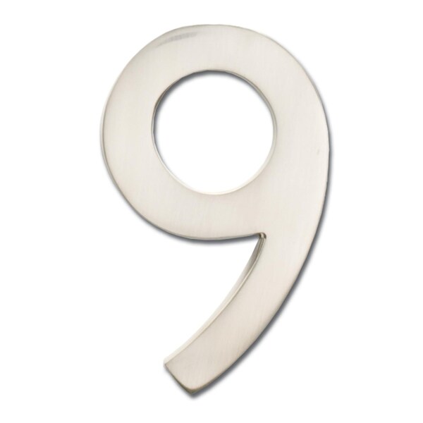 Architectural Mailboxes Brass 5 inch Floating House Number Satin Nickel 9 - 3585SN-9