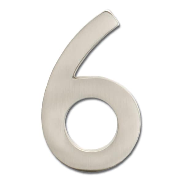 Architectural Mailboxes Brass 5 inch Floating House Number Satin Nickel 6 - 3585SN-6