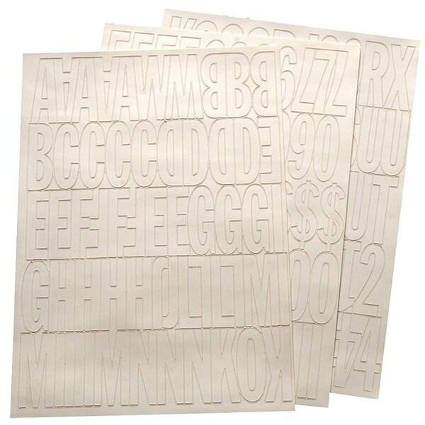 Hy-Ko Die-Cut Number and Letter Set, 2 in H Character, White Character, White Background, Vinyl - 30014