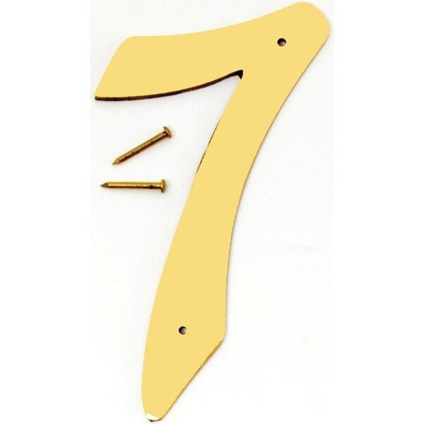 Hy-Ko House Number, Character: 7, 4 in H Character, 2-1/2 in W Character, Brass Character, Brass - BR-40/7