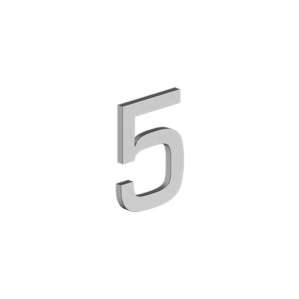 Deltana 4 House Number 5 with Risers Satin Stainless Steel Finish - RNE-5U32D