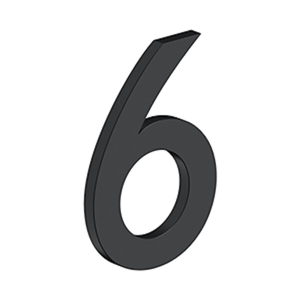 Deltana 4 Stainless Steel House Number 6 with Risers Black Finish - RNB6U19