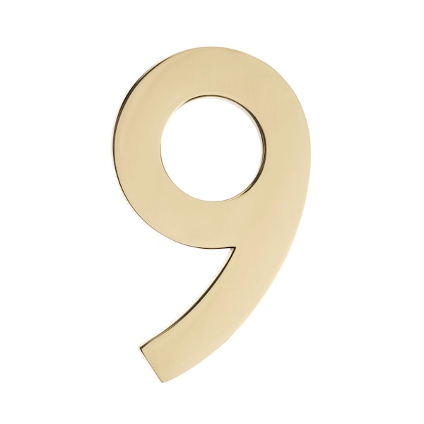 Architectural Mailboxes Brass 4 inch Floating House Number Polished Brass 9 - 3582PB-9