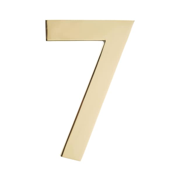 Architectural Mailboxes Brass 4 inch Floating House Number Polished Brass 7 - 3582PB-7