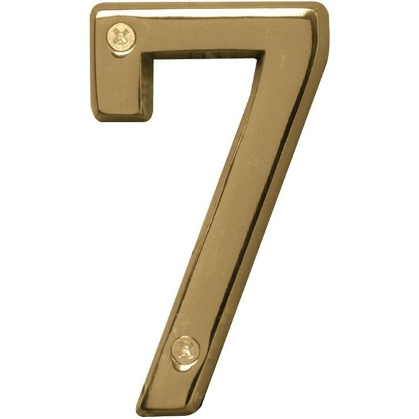 Hy-Ko Prestige Series House Number, Character: 7, 4 in H Character, Brass Character, Solid Brass - BR-42PB/7