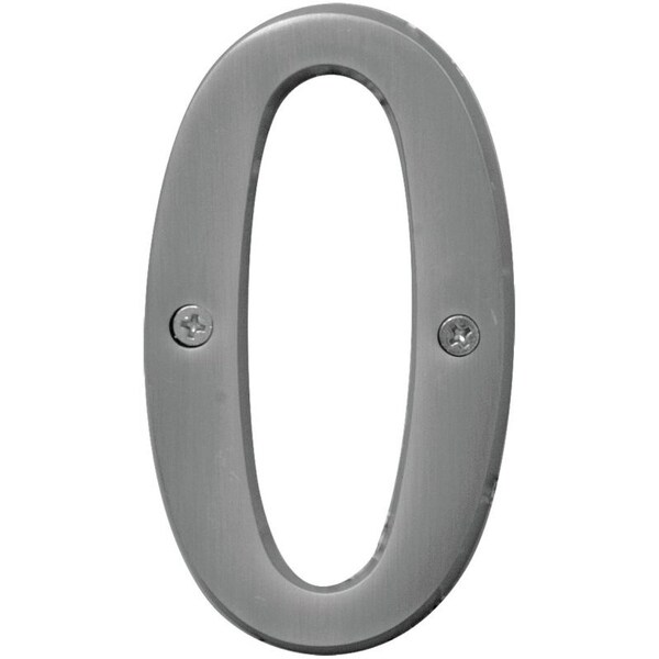 Hy-Ko Prestige Series House Number, Character: 0, 4 in H Character, Nickel Character, Solid Brass - BR-43SN/0