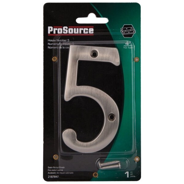 Prosource House Number, Character: 5, 4 in H Character, 2.28 in W Character - N-Z045SN-PS