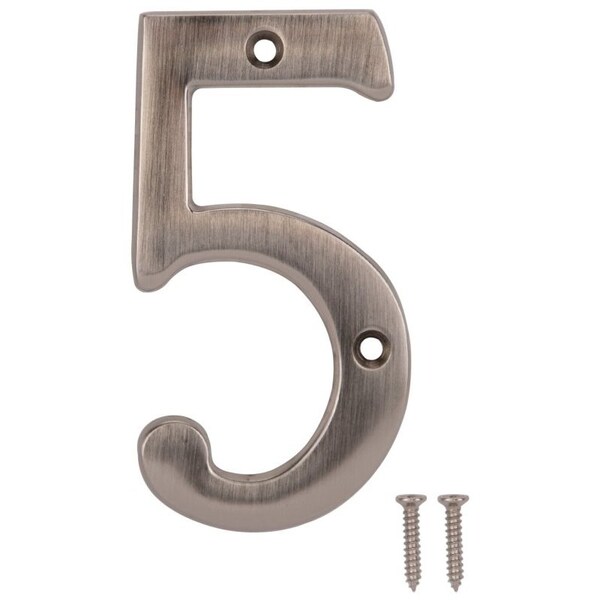 Prosource House Number, Character: 5, 4 in H Character, 2.28 in W Character - N-Z045SN-PS