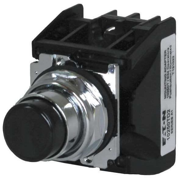 Botón pulsador para ubicaciones peligrosas de Eaton con contactos, 30 mm, 1 NC, 1 NO, negro - 10250T708B
