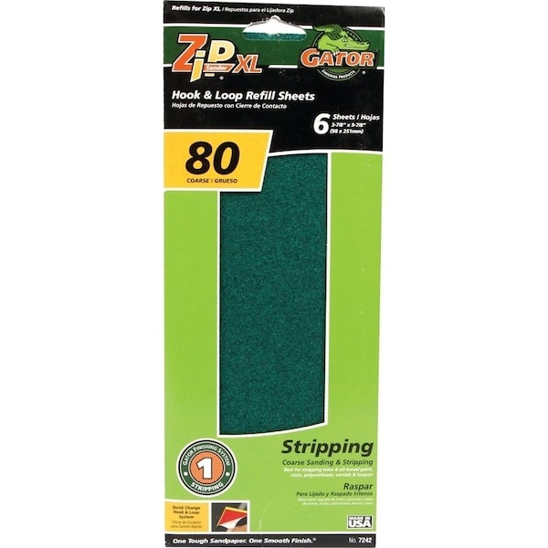 Gator Refill Sanding Sheet, 80 Grit, Medium, Aluminum Oxide Abrasive - 7242