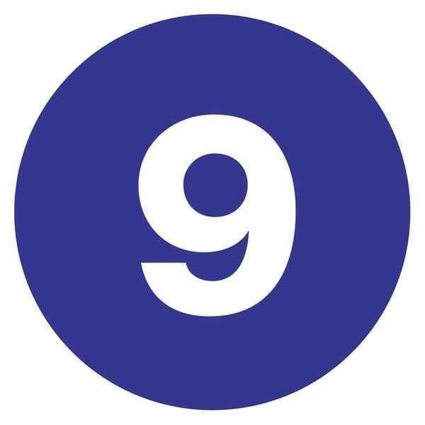 Tape Logic Tape Logic Number Labels, "9", 2" Circle, Dark Blue, 500/Roll - DL6777