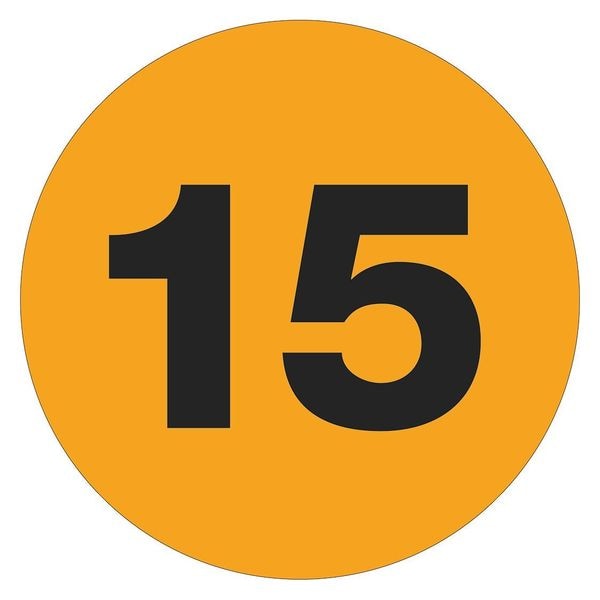 Tape Logic Tape Logic Number Labels, "15", 2" Circle, Fluorescent Orange, 500/Roll - DL6785