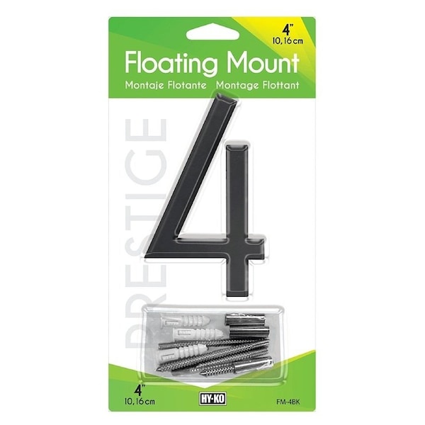 Hy-Ko FM4BK4 House Number, Character 4, 4 in H Character, Black Character - FM-4BK/4