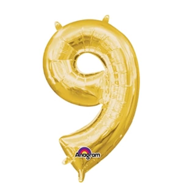 Anagram 16 in. Number 9 Gold Shape Air Fill Foil Balloon - 78540