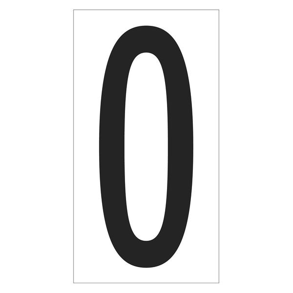 Partners Brand Vinyl Warehouse Number Labels, "0", 3 1/2", Black/White, 50/Case - DL9300
