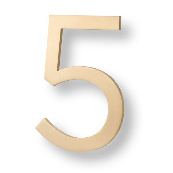 Sure-Loc Hardware Sure-Loc Hardware Floating House Number, 6, No. 5, Satin Brass - HNF6-5 SB