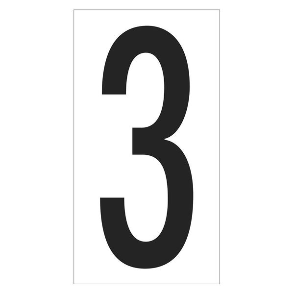 Partners Brand Vinyl Warehouse Number Labels, "3", 3 1/2", Black/White, 50/Case - DL9303