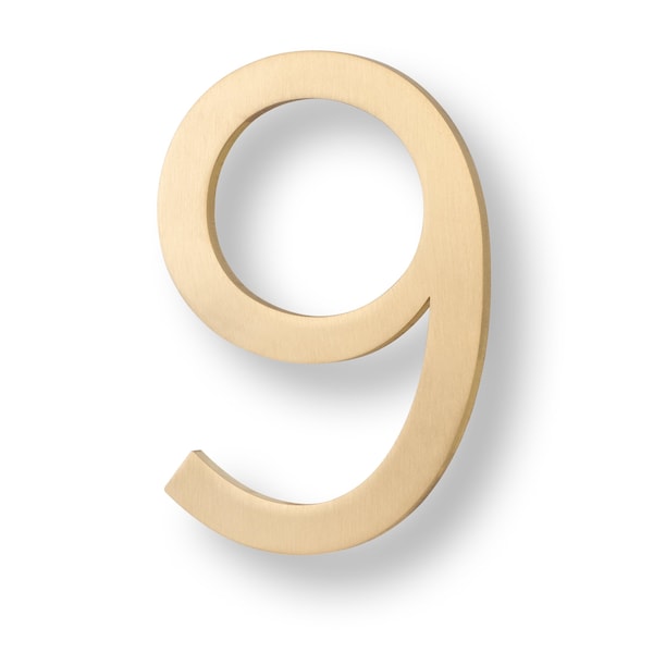 Sure-Loc Hardware Sure-Loc Hardware Floating House Number, 6, No. 9, Satin Brass - HNF6-9 SB