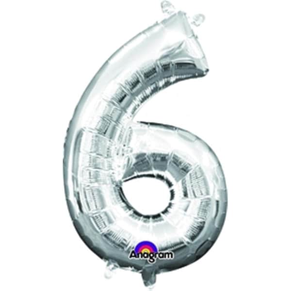 Anagram 16 in. Number 6 Silver Shape Air Fill Foil Balloon - 78533