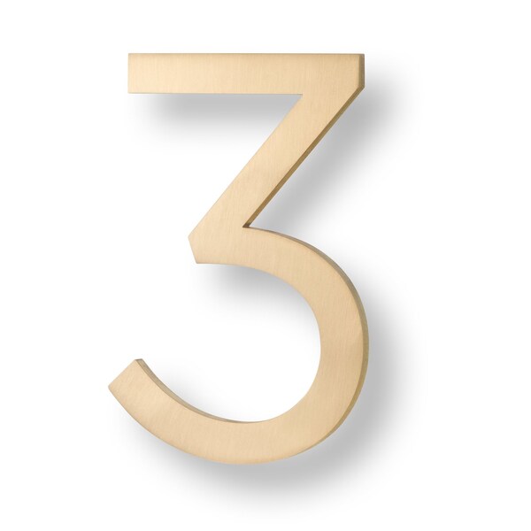Sure-Loc Hardware Sure-Loc Hardware Floating House Number, 6, No. 3, Satin Brass - HNF6-3 SB